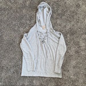 Mossimo Lace Up Grey Hoodie Comfy Sweatshirt